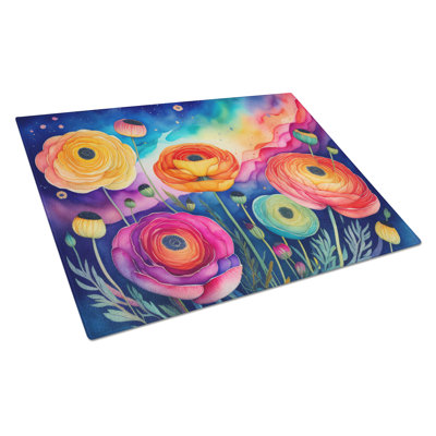 Ranunculus in Color Glass Cutting Board Large