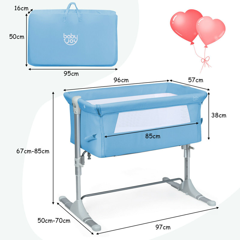 Mauer Bedside Cot, Blue