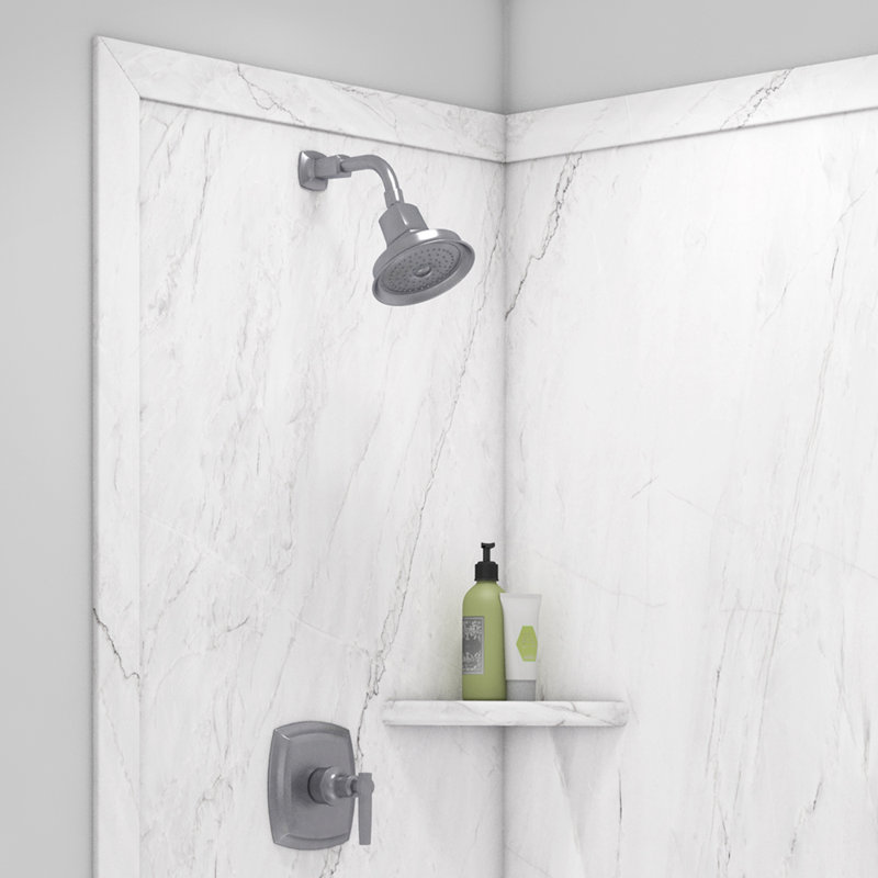 Contour de douche à 2 panneaux FlexStone Elegance l 48 po x P 36 po x H 80 po, Breccia Paradiso