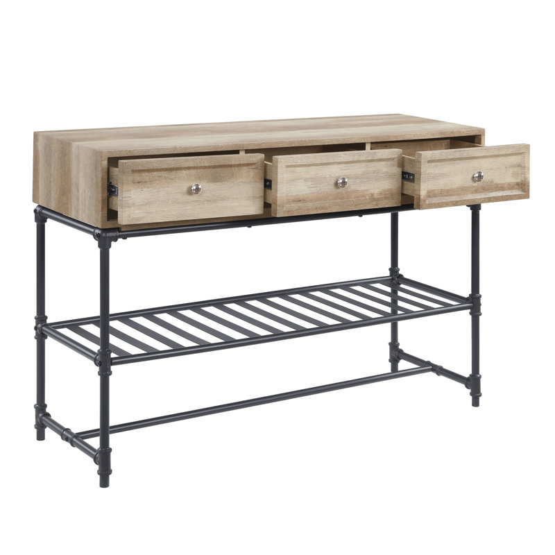 Table contemporaine contemporaine en chêne et gris sable avec pieds en métal