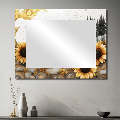 Champ de tournesols dans une scène hivernale en cristal I - Art mural miroir tournesols - imprimé sur métal