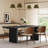 Hernest 84" Black Rectangular Dining Table with Chevron Wood Legs for 6-8