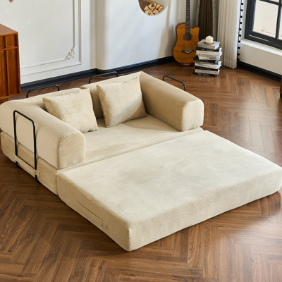 Canapé-lit convertible de 59 pouces avec coussin cylindrique et cadre de forme fixe pour le salon ou la chambre à coucher.