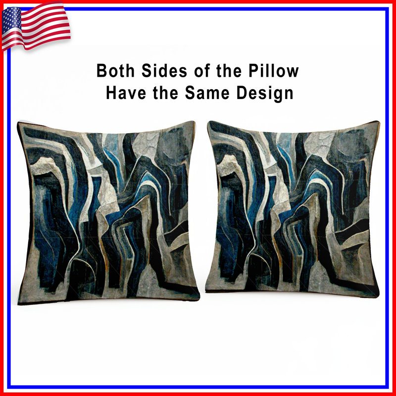 Coussin décoratif abstrait, coussins double face Art, 16 po x 16 po