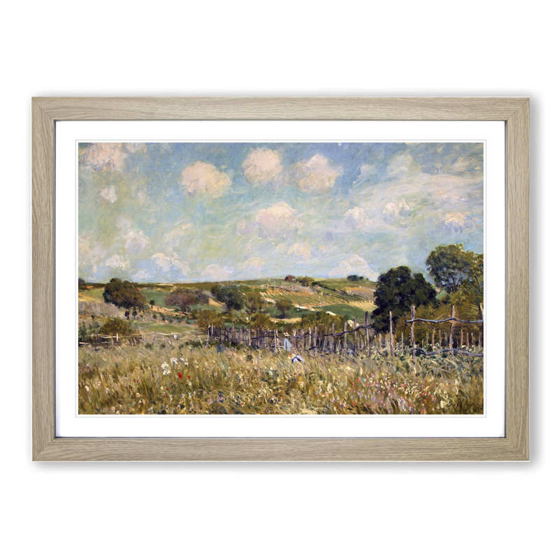 The Meadow by Alfred Sisley - Picture Frame Painting, 27cm H x 36cm W x 2cm D, Oak Framed