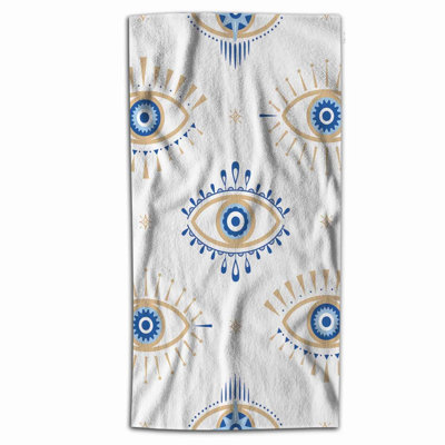 MysticHaven Extra Large Soft Microfiber Bath Towel - 64x32 Inch Durable Beach, Home, Hotel, Spa, Gym Towel with Magical Hamsa Occult Symbol Craft