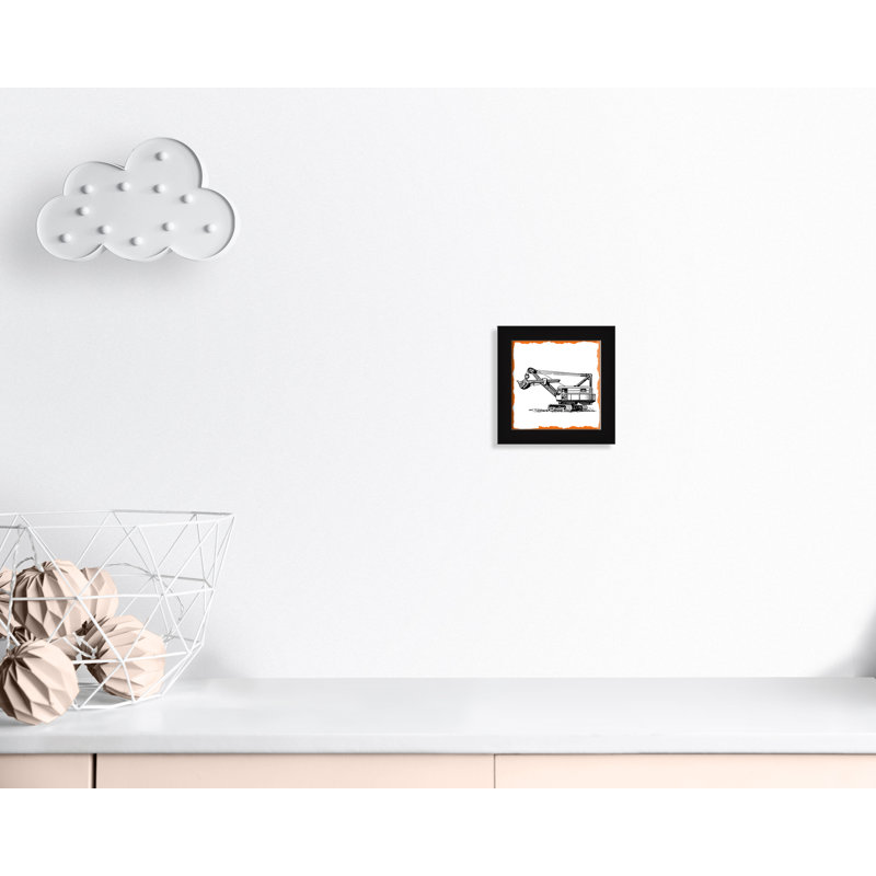 Avertissement 3 enfants, impression sur papier, H 10 po x l 10 po x P 0,63 po, Cadre noir