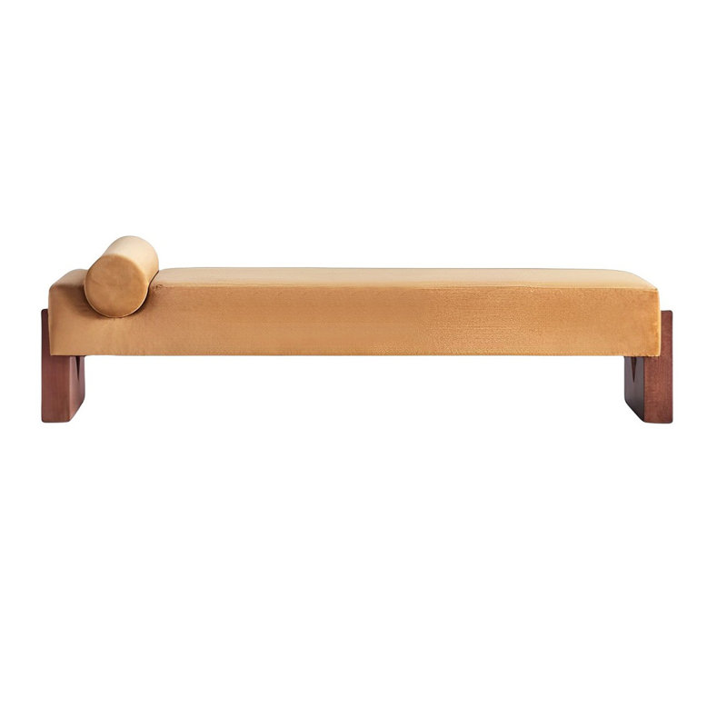 Banc rembourré en mélange de polyester Nilan, Jaune