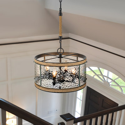 4-Light Coastal Water Ripple Glass Chandelier