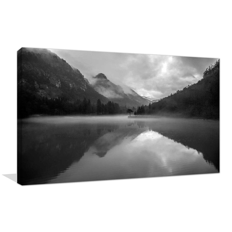 Mountain Lake par - photographie, Toile tendue, H 28 po x l 48 po x P 1,5 po