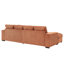Canapé modulaire moderne avec repose-pieds et rangement, revêtement en velours côtelé, mobilier orange avec 2 repose-pieds, tissu, pieds noirs
