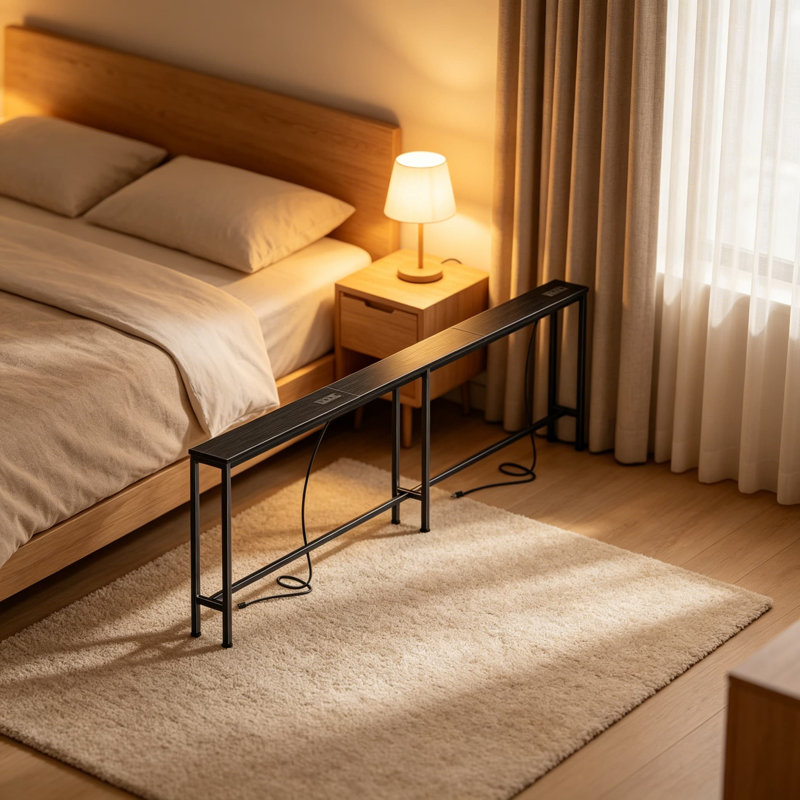 Extra-Long Narrow Console Table With Built-In Power Outlets And USB-C Ports, Sofa Table With Storage For Behind Couch, Entryway, And Small Spaces