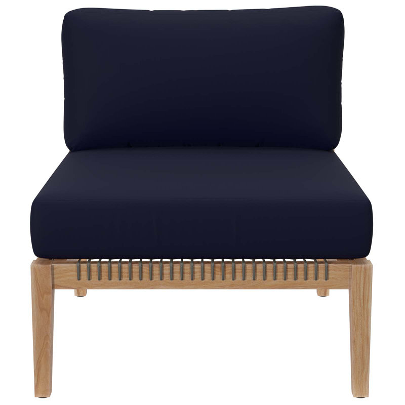 Clearwater Teak Wood 4-Piece Navy Outdoor Sectional Sofa