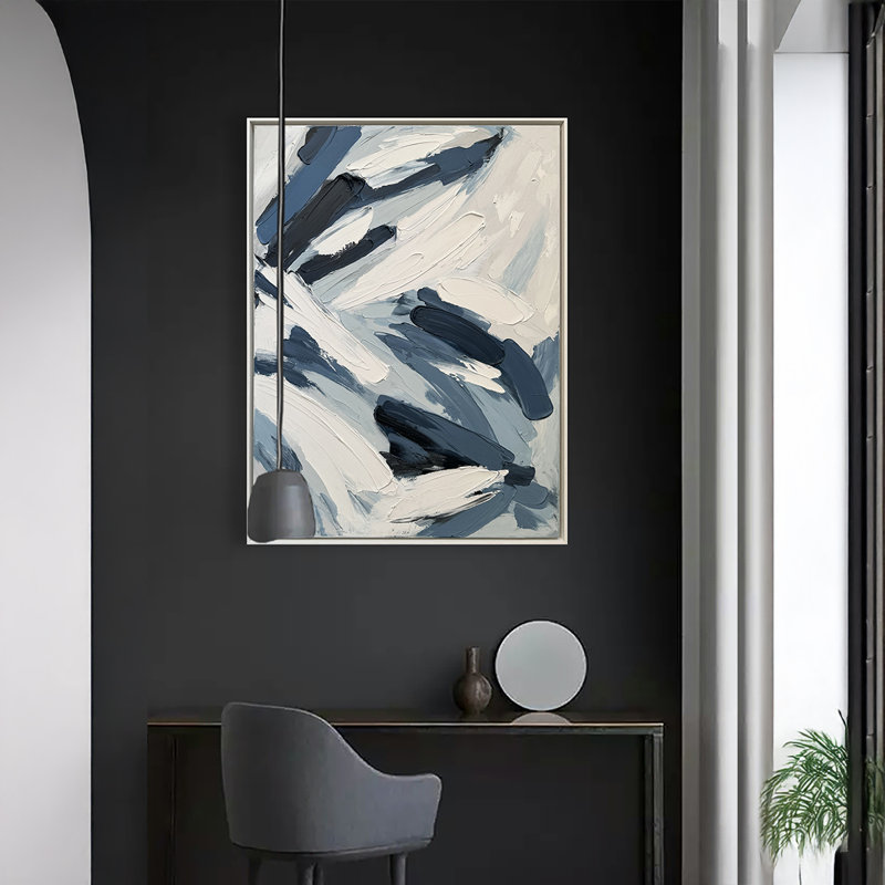 EE8F93A4049F40008A95FA760913A558 36" L x 2.5" W x 48" H Abstract Painting in Multi blues