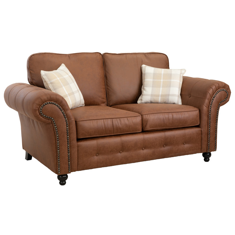 Bodnar 2 Seater Faux Leather Loveseat , Brown