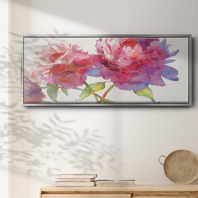Prize Peonies II- Framed Canvas, 20" H x 50" W