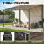 Pergola d'extérieur 11 pi x 10 pi, pavillon mural à toit rigide adossé