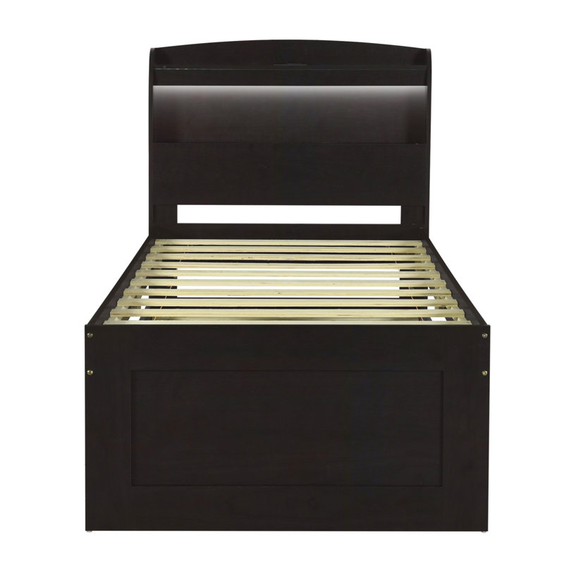 Ashantis Platform Storage Bed, Dark Brown, Twin