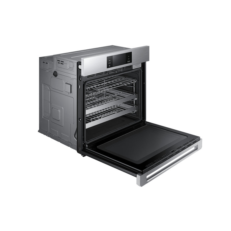 30" Single Wall Oven Steam, Contemporary, Silver Stainless