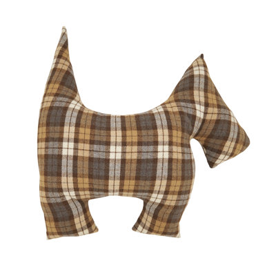 Plaid Scotty Dog Poly Filled Throw Pillow