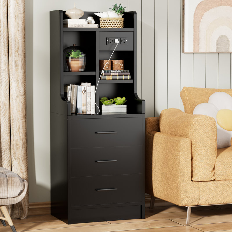Rosibel 17.7'' W Nightstand, Black