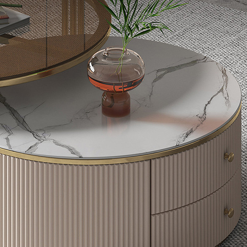 Modern light luxury round coffee table combo