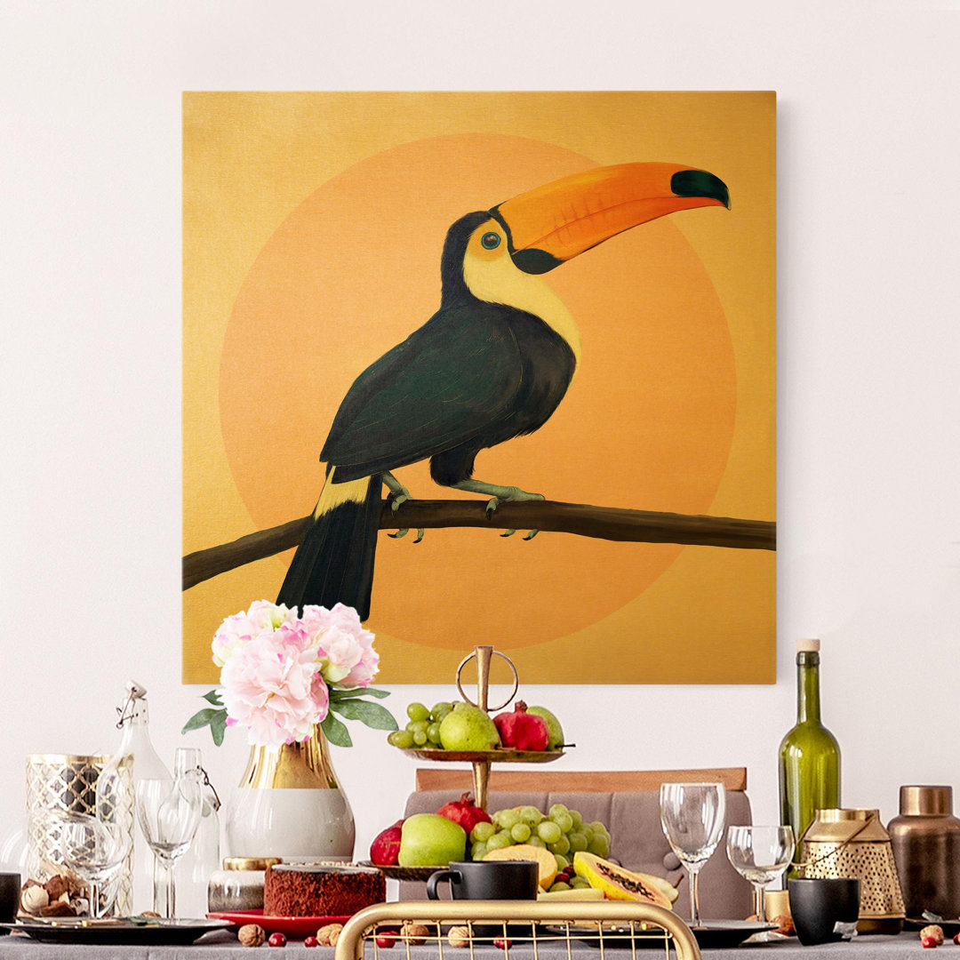 Leinwandbild Illustration von Bird Toucan Painting Pastel von Laura Graves