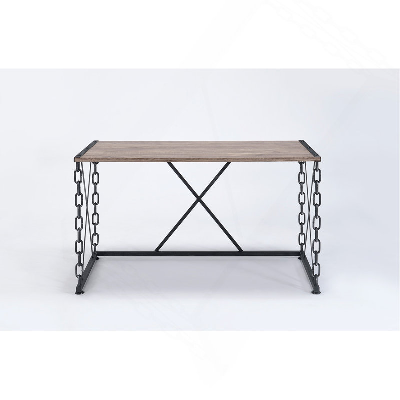 Bureau en chêne rustique et finition noire antique