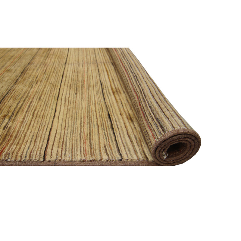 Tapis fin fait à la main Chobi Skarly - brun - doré, 4 pi 0 po x 5 pi 10 po