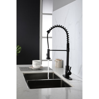 Robinet escamotable noir mat pour évier commercial, cuisine en acier inoxydable avec fonctionnement en douceur