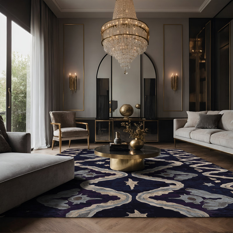 Tapis gris soyeux et moelleux, Rectangle 7 pi x 9 pi