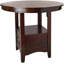 Table de salle à manger ronde à hauteur de comptoir avec tablette, bois massif, finition brun foncé foncé, 1 pièce