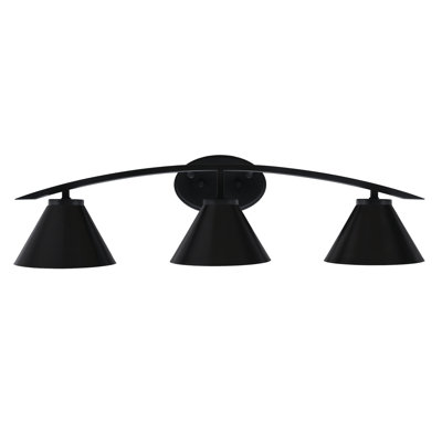 Kurve 3 Light Bath Bar With 7" Cone Metal Shades