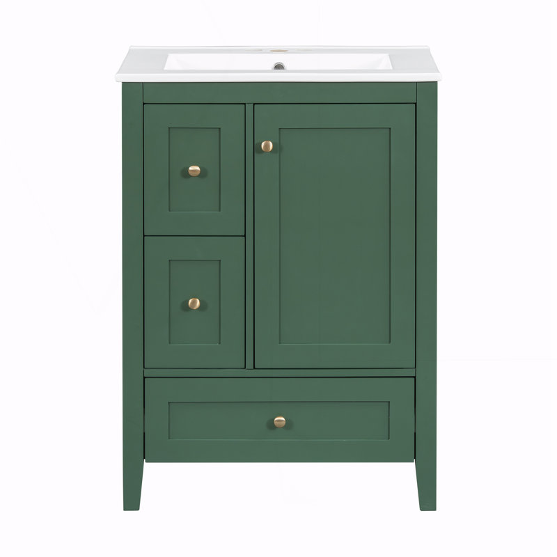 Meuble-lavabo de salle de bain avec rangement, Vert foncé