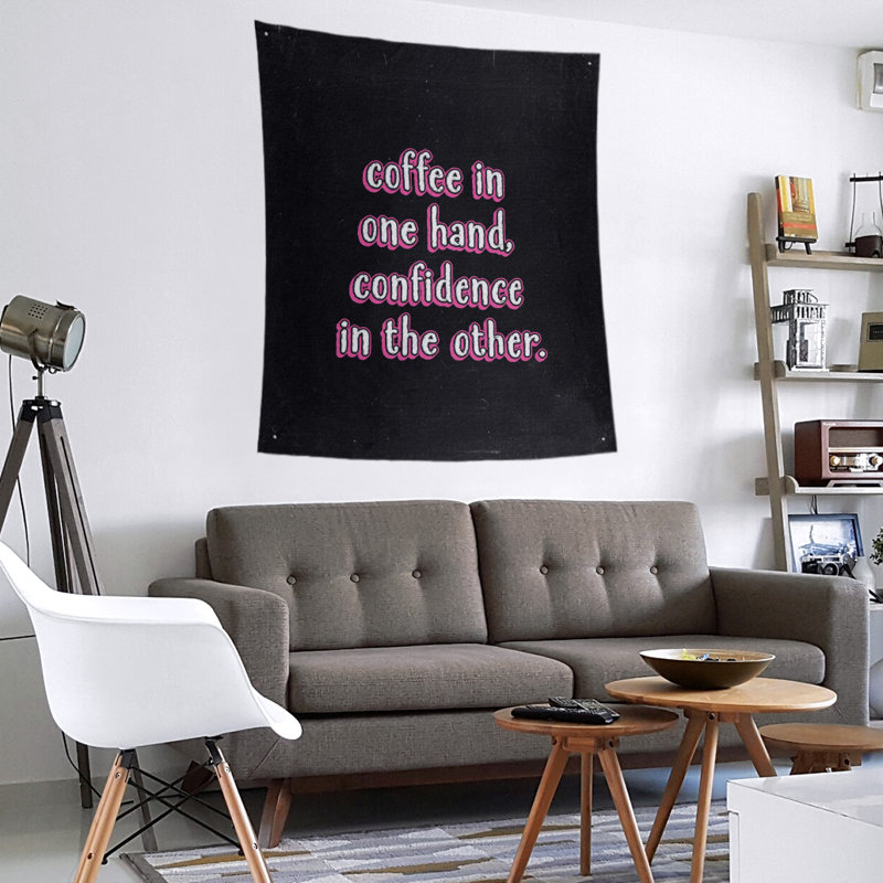 Tapisserie tableau noir en polyester café et citation de confiance, H 60 po x l 51 po