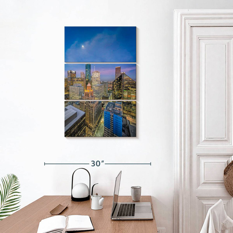 Paysage urbain du centre-ville de Houston Sirci, H 32 po x l 20 po