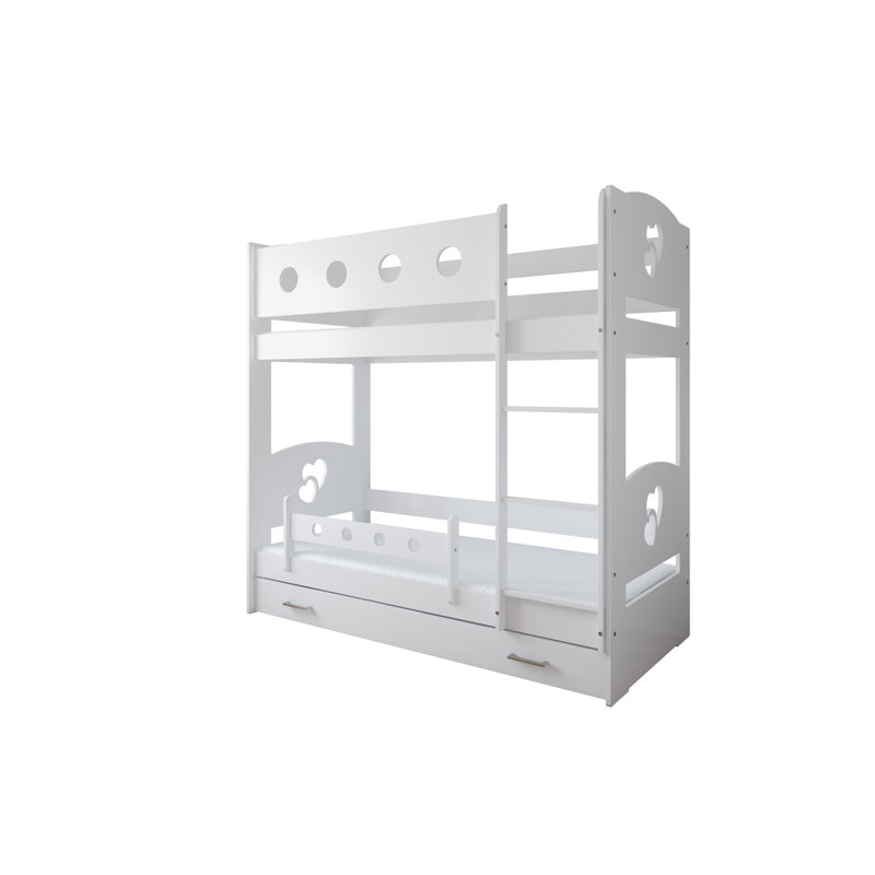Florie Bunk Bed with Built-in Ladder Included, 80 x 180 cm, With Drawer
