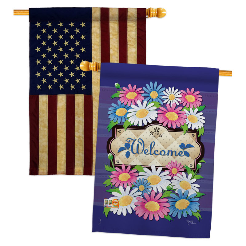 Drapeau de maison 40 po x 28 po Daisies