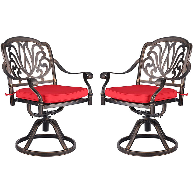 Chaise de patio avec coussin Akshara, Rouge