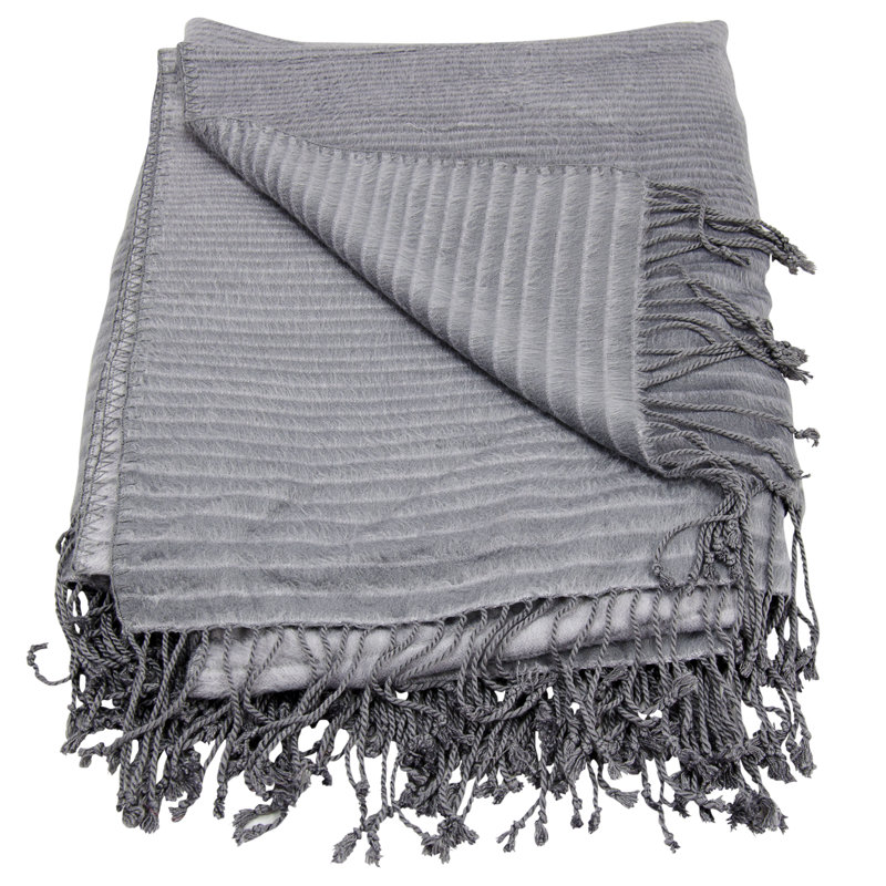 Hand Woven Throw Blanket, Steel Grey