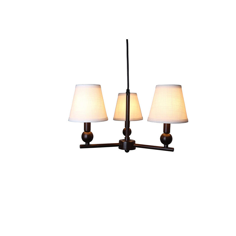 Lustre classique / traditionnel à 3 lumières Ariel, Bronze frotté à l'huile, Blanc cassé