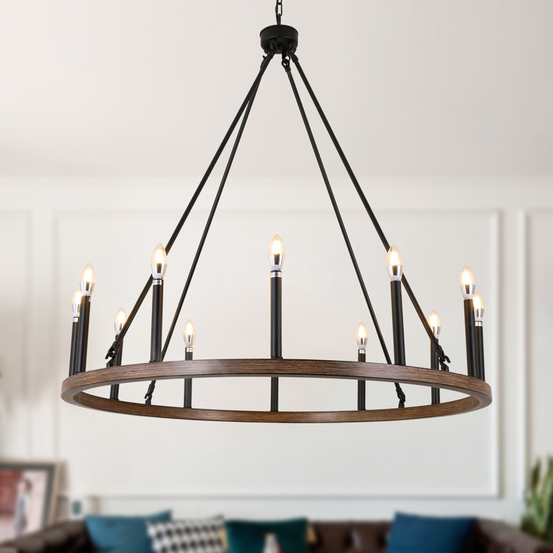 Ance 12 - Light Kitchen Island Wagon Wheel Chandelier