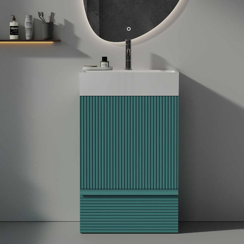 Ensemble de meuble-lavabo autoportant 20 po avec lavabo en céramique Modern, Bleu