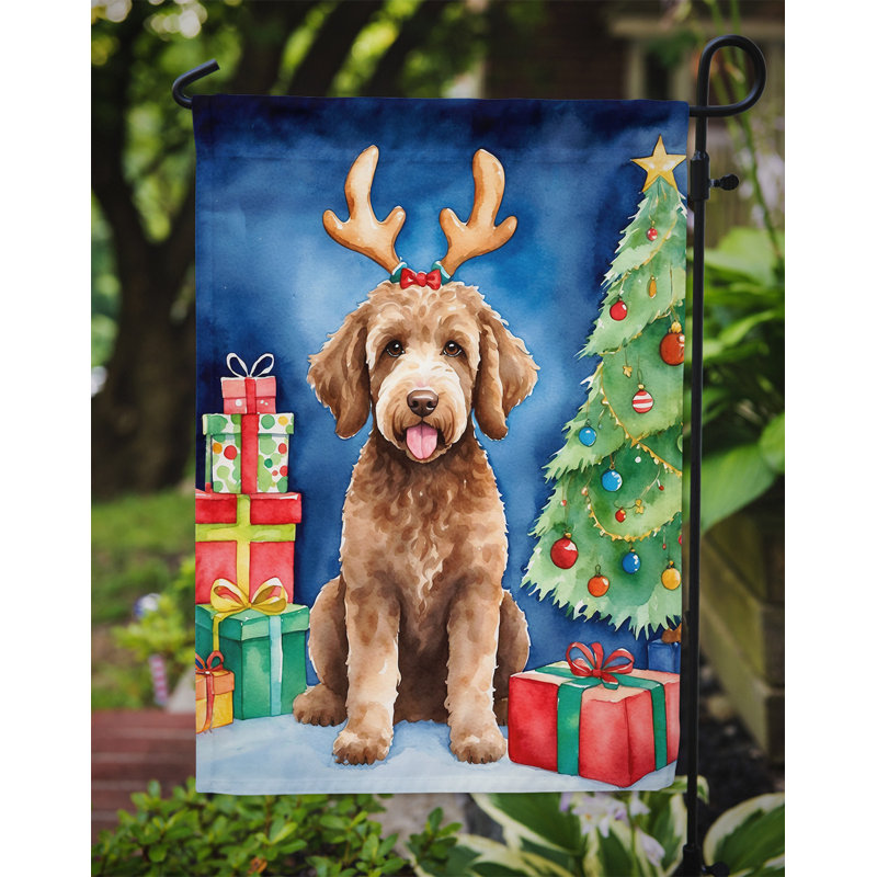 Drapeau de Noël renne de jardin, Labradoodle