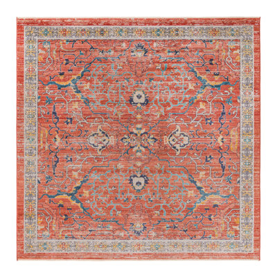 Alkire Floral Brick Red Area Rug