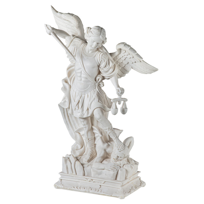 Figurine Saint-Michel l'Archange battant le diable, H 24 po x l 16 po x P 7,5 po