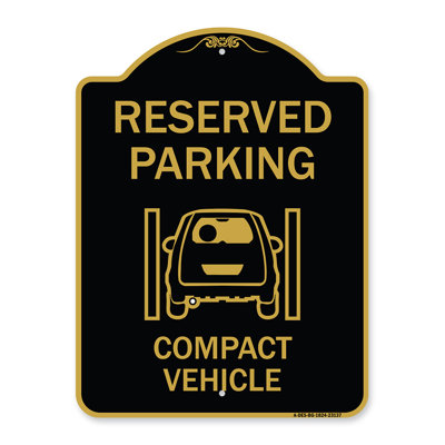 Enseigne Signmission Designer Series - Stationnement compact | Enseigne architecturale noire et dorée en aluminium de gros calibre 18 po x 24 po | Protégez votre entreprise et votre commune | Fabriqué aux États-Unis