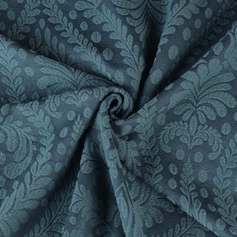 Aspen Floral Scalloped Edge Cotton Blend Coverlet / Bedspread with Sham Set, Deep Sea, Queen