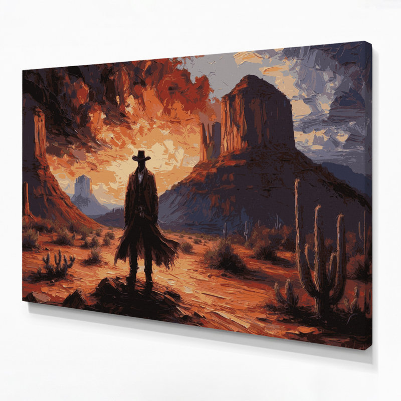 Art mural sur toile noir Southwestern Cowboy Outlaw, H 12 po x l 18 po