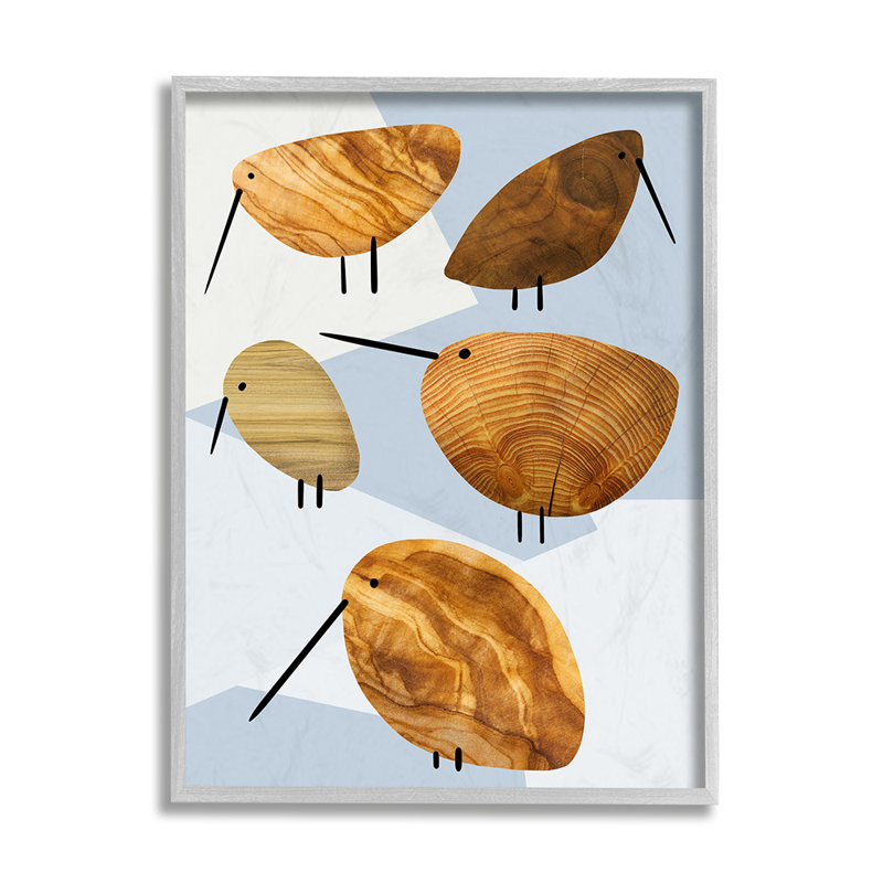 «Abstract Abstract Tree Birds Blue Geometric Shapes» par Daphne Polselli - impression d'art graphique